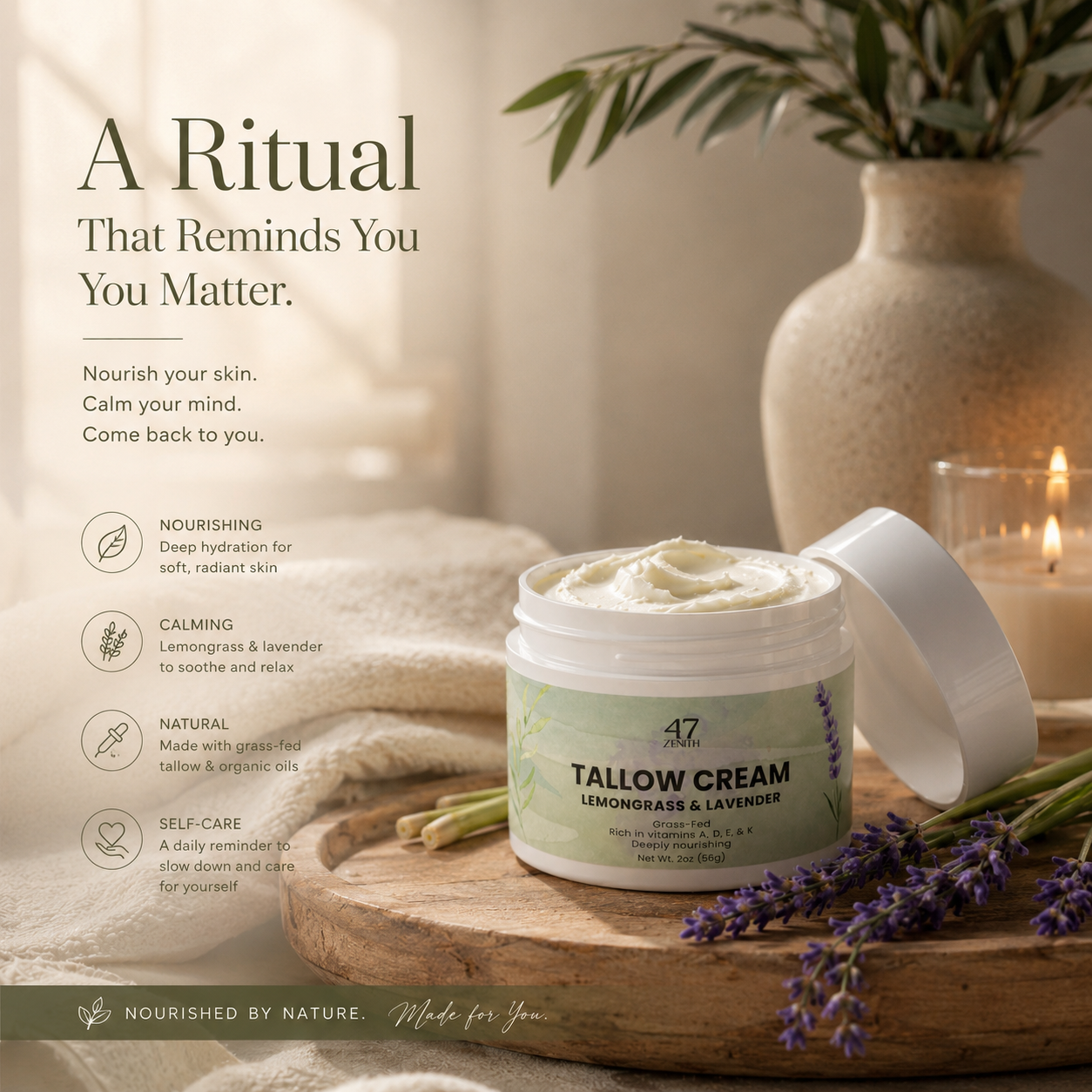 Tallow Cream Lemongrass & Lavender