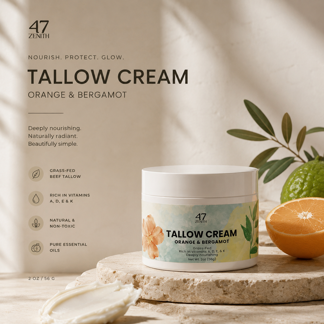 Tallow Cream Orange & Bergamot